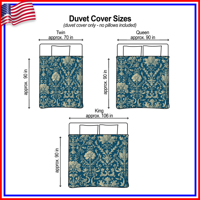 Housses de couette damassées à motif floral complexe, King