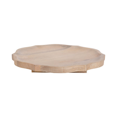 Round Lotus-Shaped Wooden Lazy Susan Tray Organizer