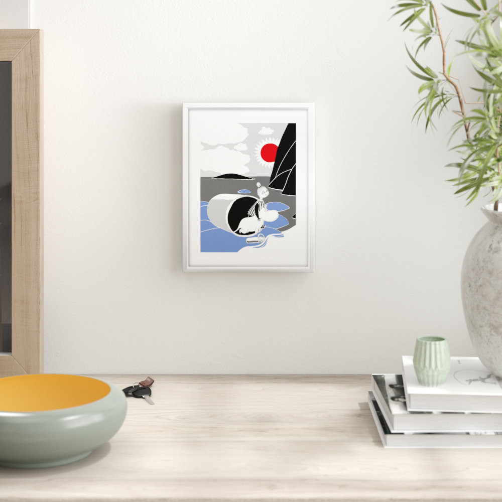 Moomins Mymble and Moomintroll Swept Ashore by Tove Jansson Framed Graphic Art
