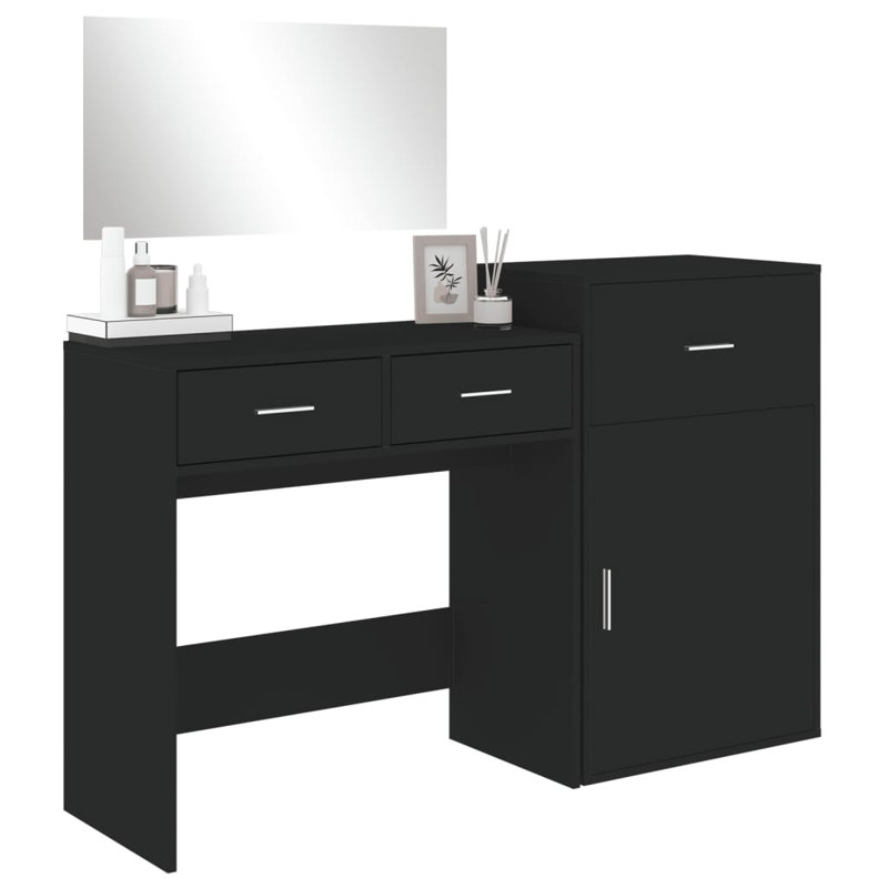 Dressing Table with Mirror, Black