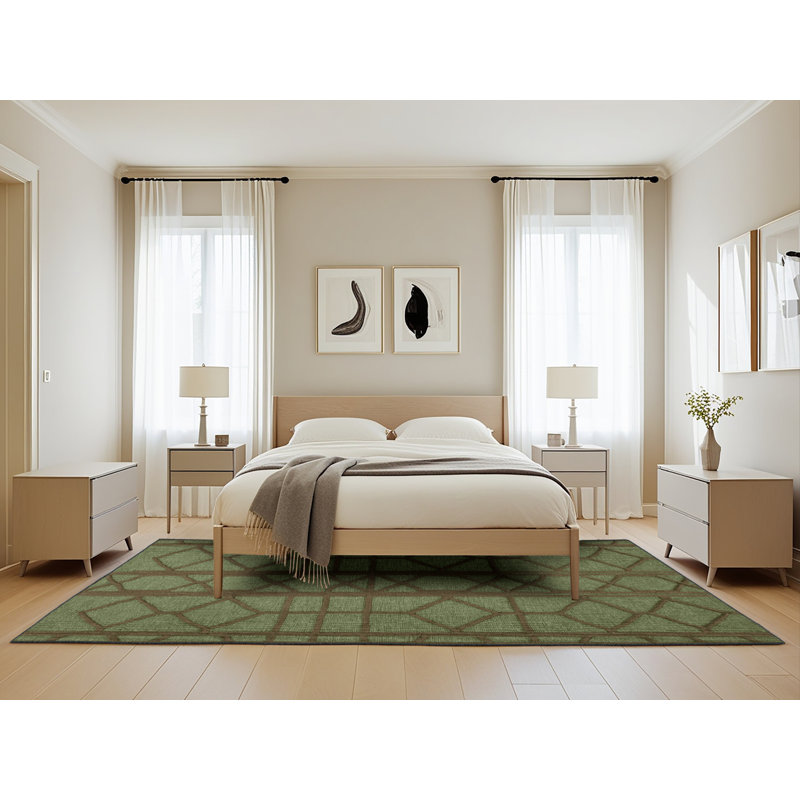 Tapis brun treillis lavable à la machine, Rectangle de 5 pi x 8 pi