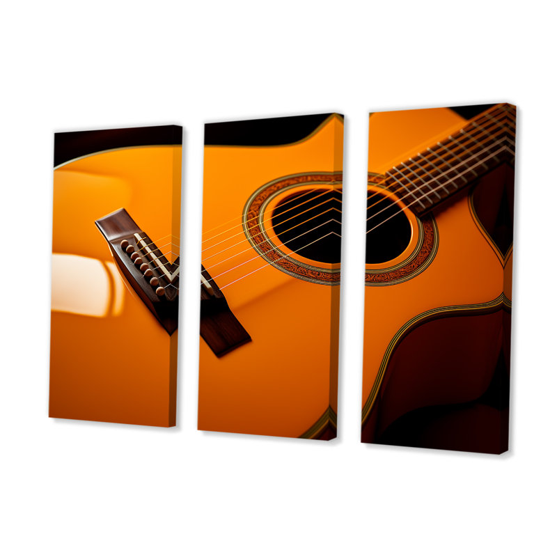 Magnifique guitare orange, ensemble d'art mural, Toile tendue, H 28 po x l 36 po x P 1 po