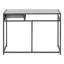 Bureau d'ordinateur moderne et compact avec tiroir de rangement, idéal pour le bureau à domicile et les petits espaces, stratifié gris et structure en métal-1078859475