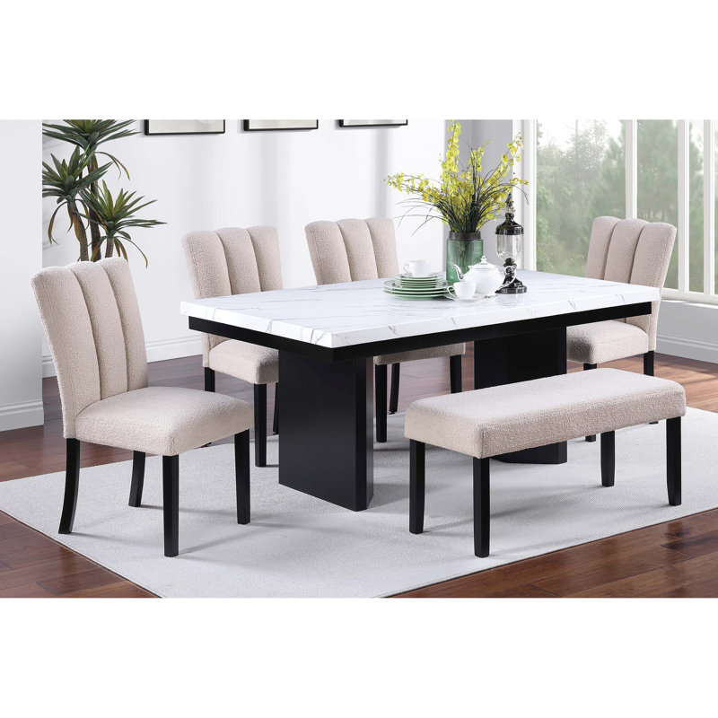 Modern Contemporary 1Pc Dining Bench With Soft Fabric Upholstered, Black Tapered Legs, 41" X 16" 19" H For Room Neutral Color, Upholstered Seat, Area