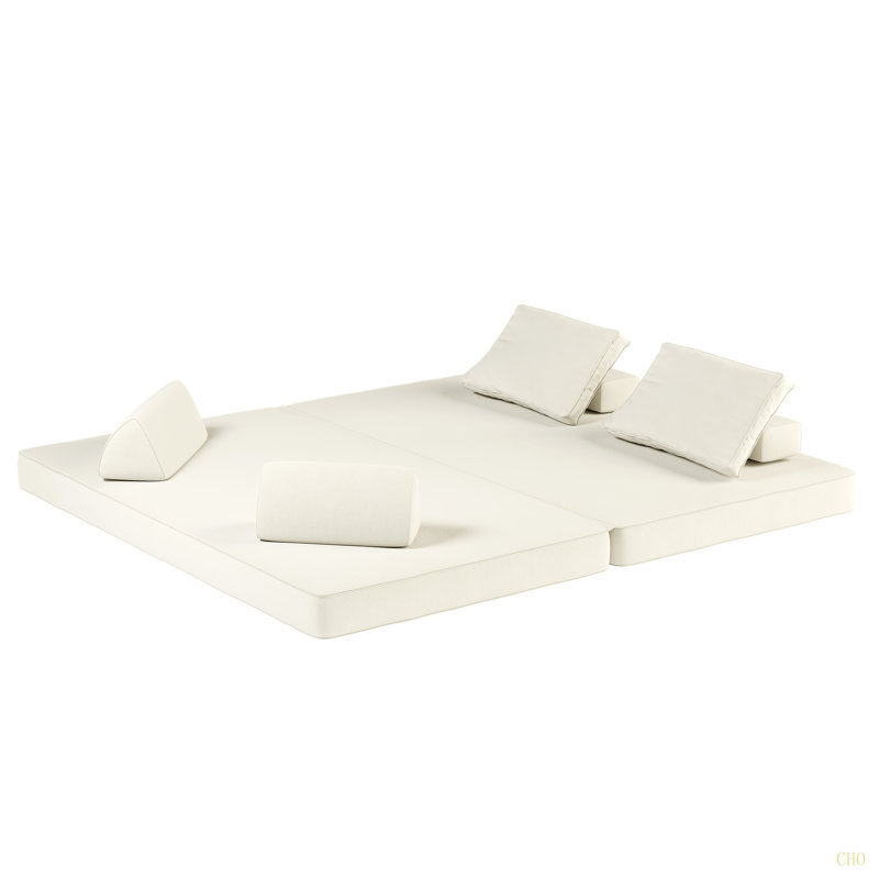 Canapé-lit convertible multifonctionnel de 86,6 po avec 2 dossiers amovibles et 2 coussins, canapé moelleux en chenille, méridienne, manette de jeu, canapé rembourré moderne bricolage, canapé de siège profond pour salon, bureau