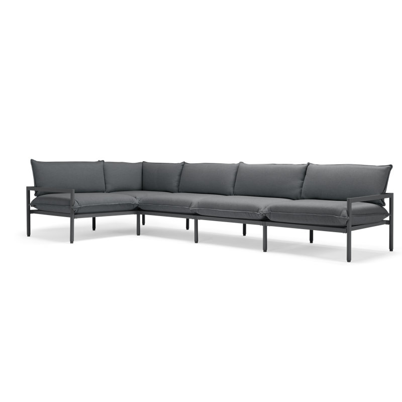 136'' Wide Outdoor Reversible Patio Sectional with Sunbrella Cushions, Charcoal