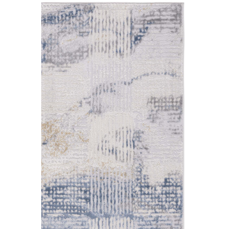 Tapis beige / bleu clair Palma 350, Carré 6 pi 7 po