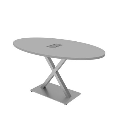 Oval Conference Room Table with x Base and Power Unit by Inbox Zero
