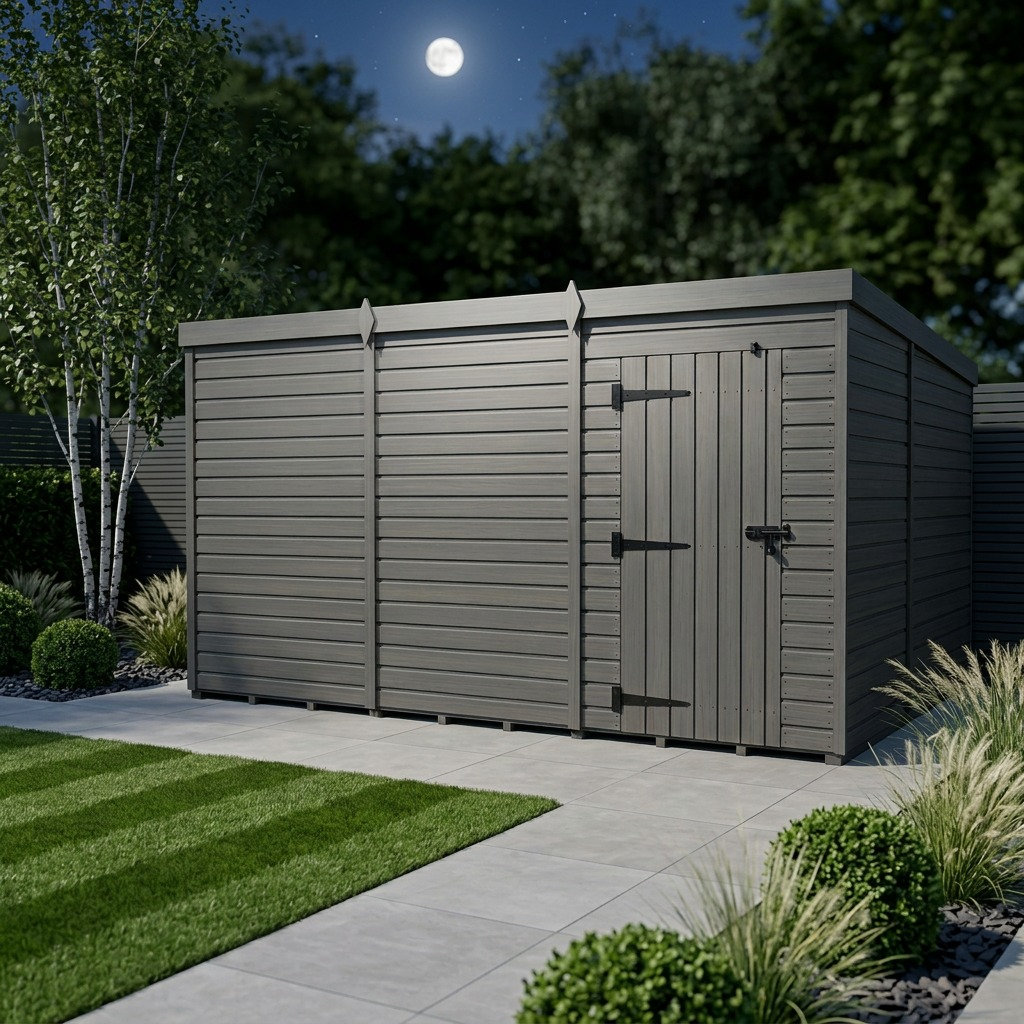 Total Sheds 20ft x 9ft Composite Pent Garden Shed - Single Door - No Windows - EPDM Rubber Roof - UK Manufactured