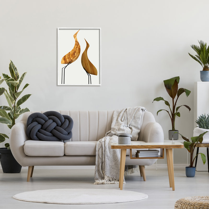 «Modern Modern Rustic Tree motifs d'oiseaux minimalistes surdimensionnés, encadré par estampe numérique par Daphne Polselli