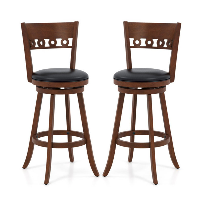 Ensemble de 2 tabourets de bar pivotants avec structure en bois d'hévéa, Tabouret de bar (siège d'une hauteur de 30,5 po)