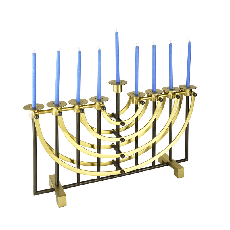 Suspension 10" Menorah, Gold/Black