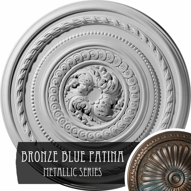 Médaillon de plafond Endurathane Tristan, diamètre extérieur de 26 po x P 3 po (convient aux auvents jusqu'à 5 1/2 po), finition en pierre spartan peinte à la main