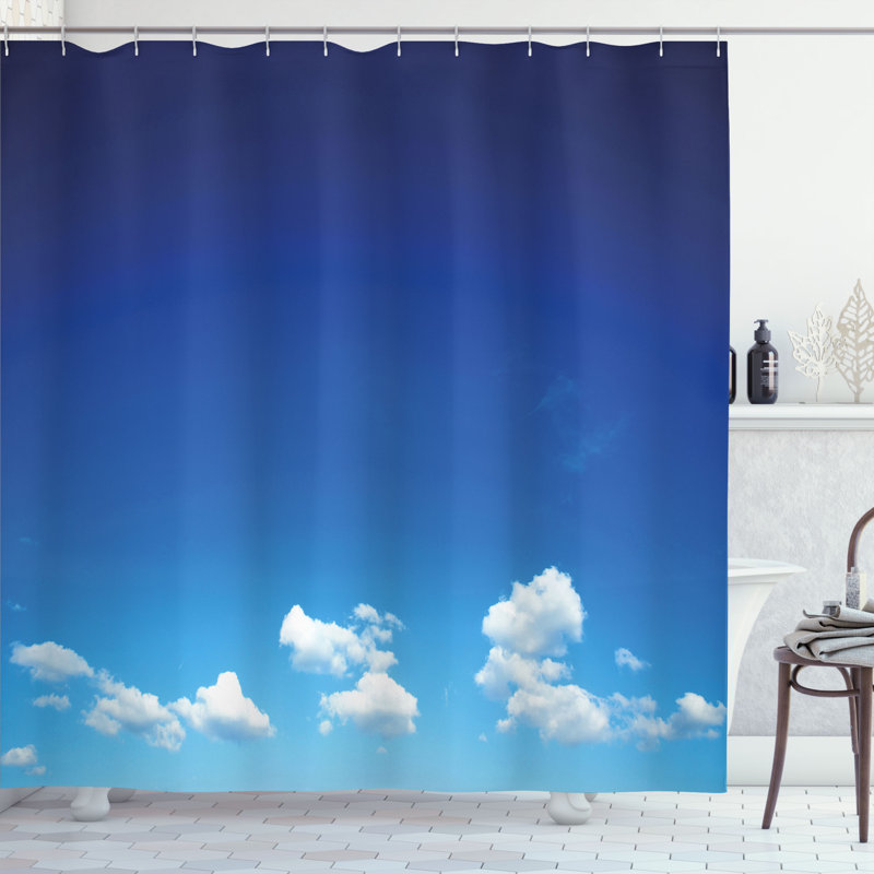 East Urban Home Blue Sky Shower Curtain Puffy Cloudscape Outdoors, 70"H x 69"W