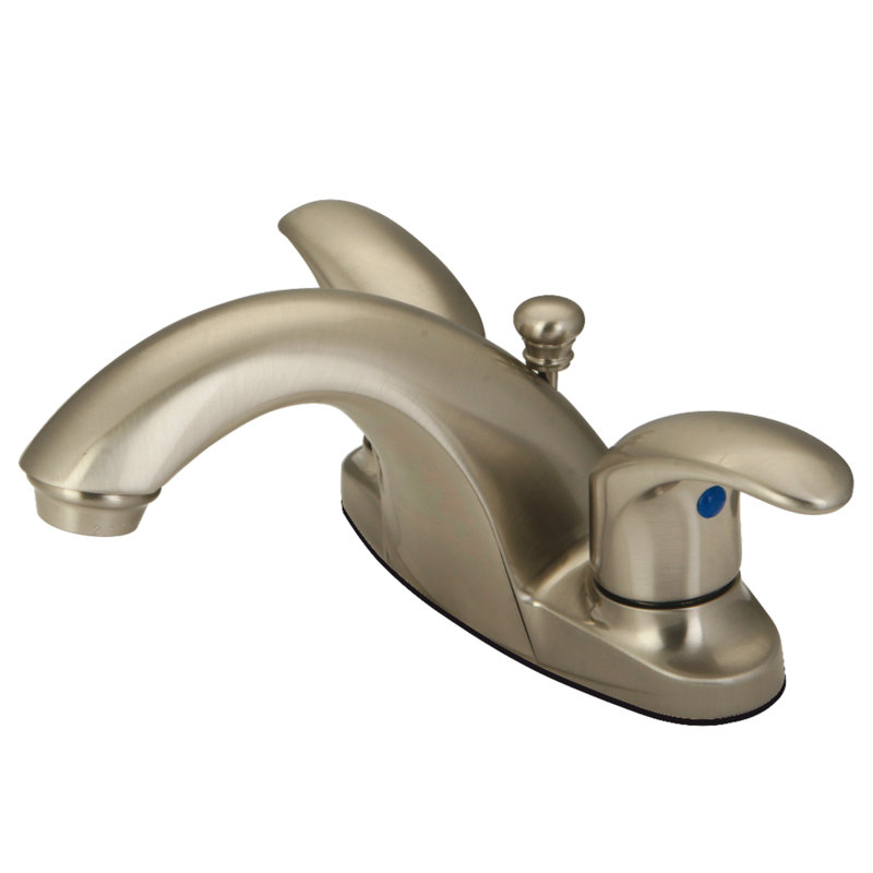 Kingston Brass Legacy Two-Handle 3-Hole Deck Mount 4" Centerset Bathroom Faucet with Plastic Pop-Up, Brushed Nickel