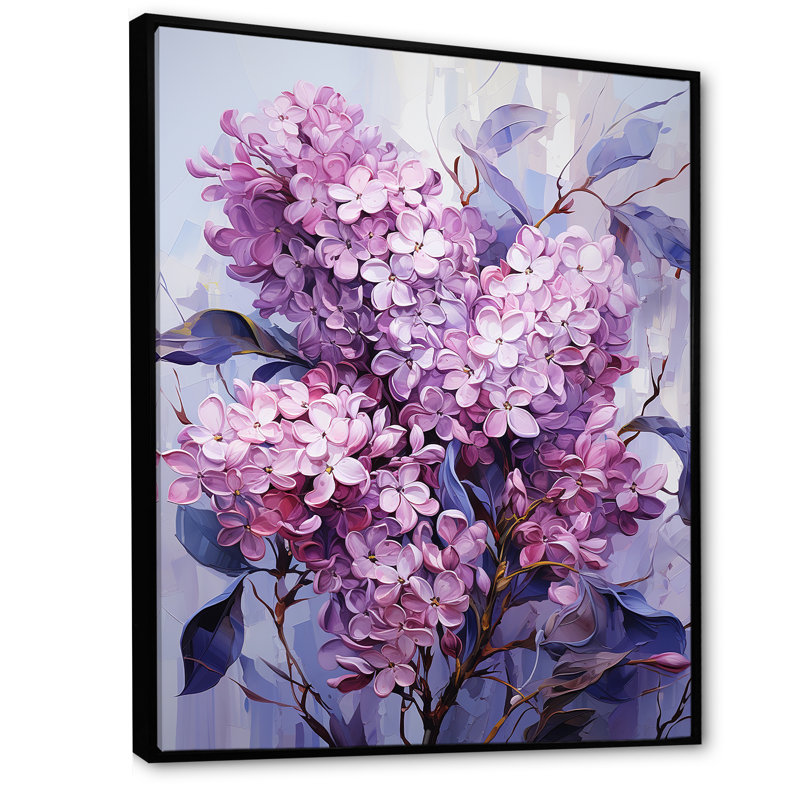 Lilas, minimalisme, rêve III, sur toile, Cadre flottant noir, H 44 po x l 34 po x P 1,5 po