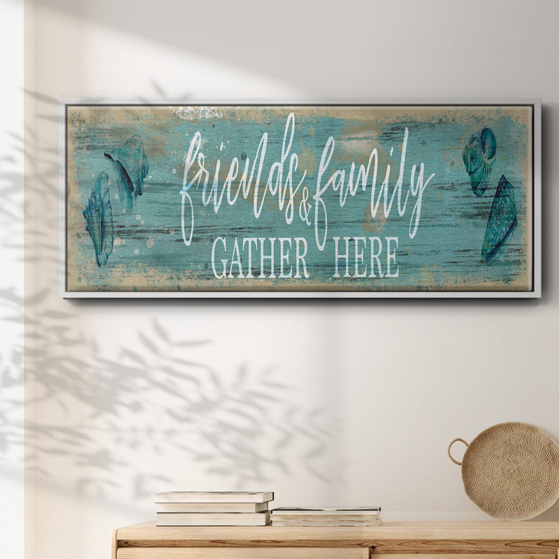 Amis et toile encadrée, H 8 po x l 20 po