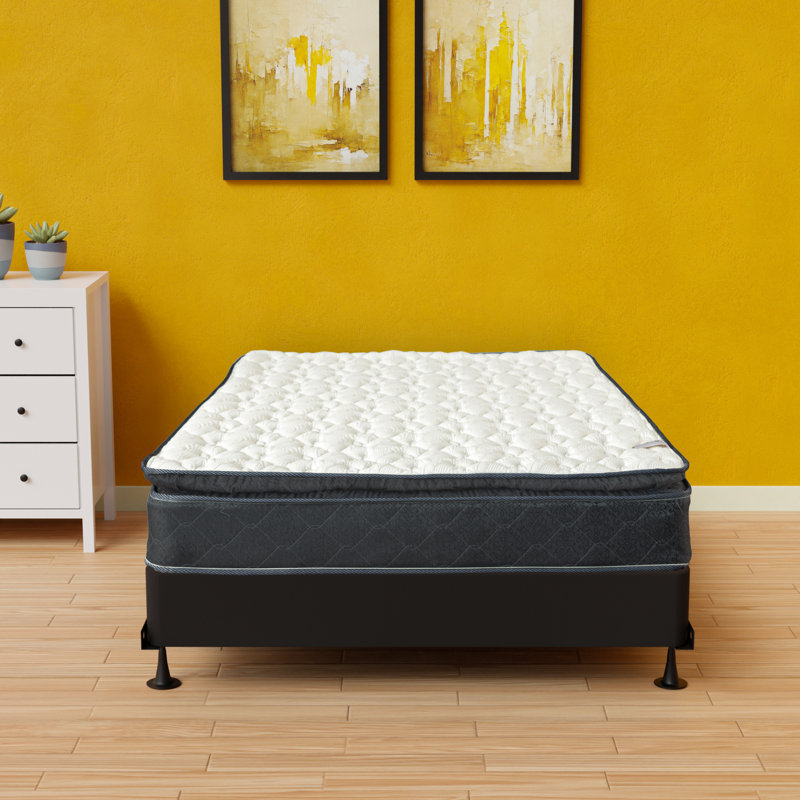 Bondville 9" Medium Firm PillowTop Single Sided Hybrid Mattress with Unassembled Box Spring, Queen, High Profile