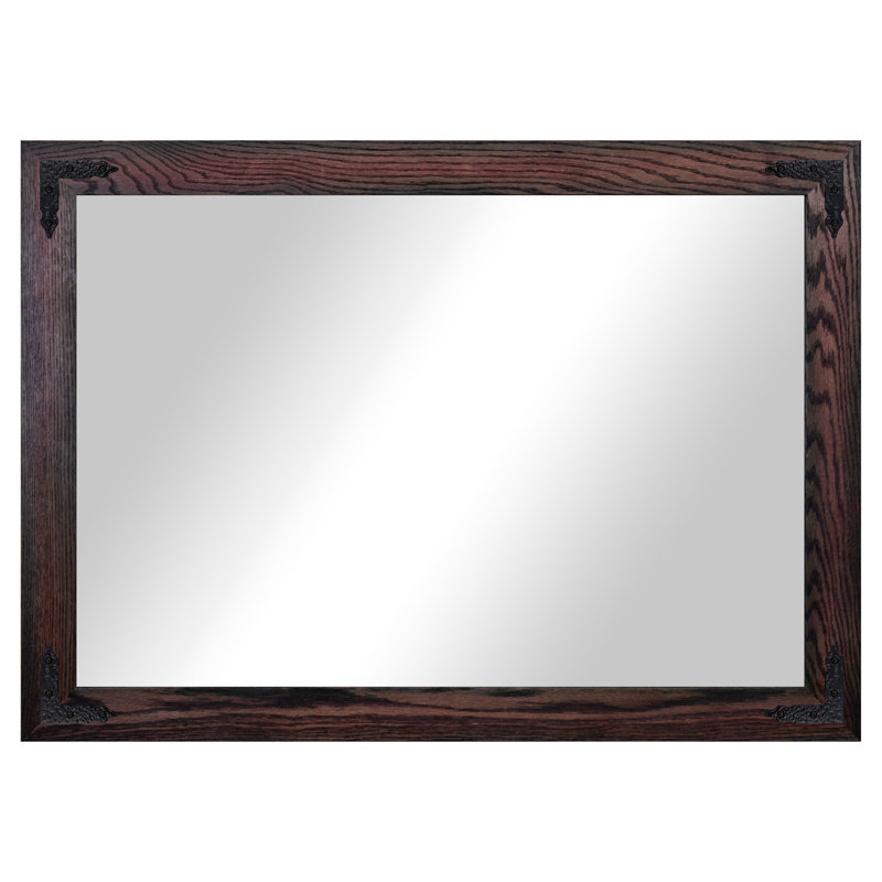 Gracie Oaks Ozark Hardwood Mirror With Decorative Corner Brackets, Black Cherry, 42" x 33"
