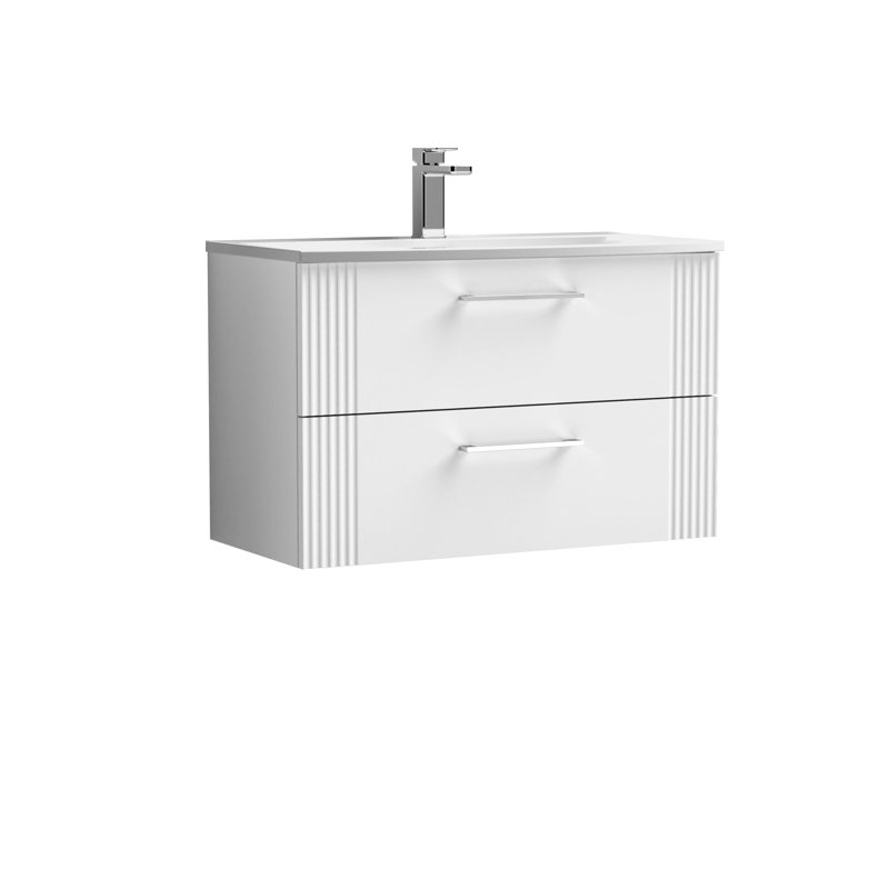 Deco 810mm Single Bathroom Vanity with Integrated Vitreous China Basin, Satin White