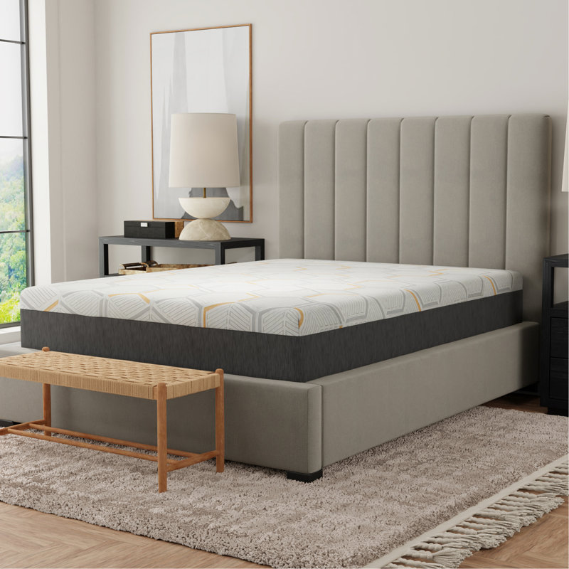 Matelas King en mousse à mémoire de forme rafraîchissante au gel de cuivre de 30 cm (12 po) avec tête fendue - Soutien des bords et base aérée - Gris respirant - 203 cm x 193 cm (80 po x 76 po)