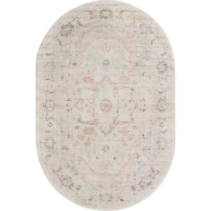 Hagedorn Oriental Area Rug, Oval 4' x 6', Gray