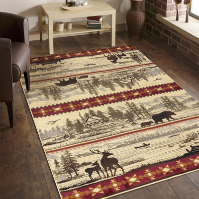 2 Ft. 7 In. X 3 Polypropylene Area Rug, For A Cozy Living Room Rug In Lodge Theme, In.,