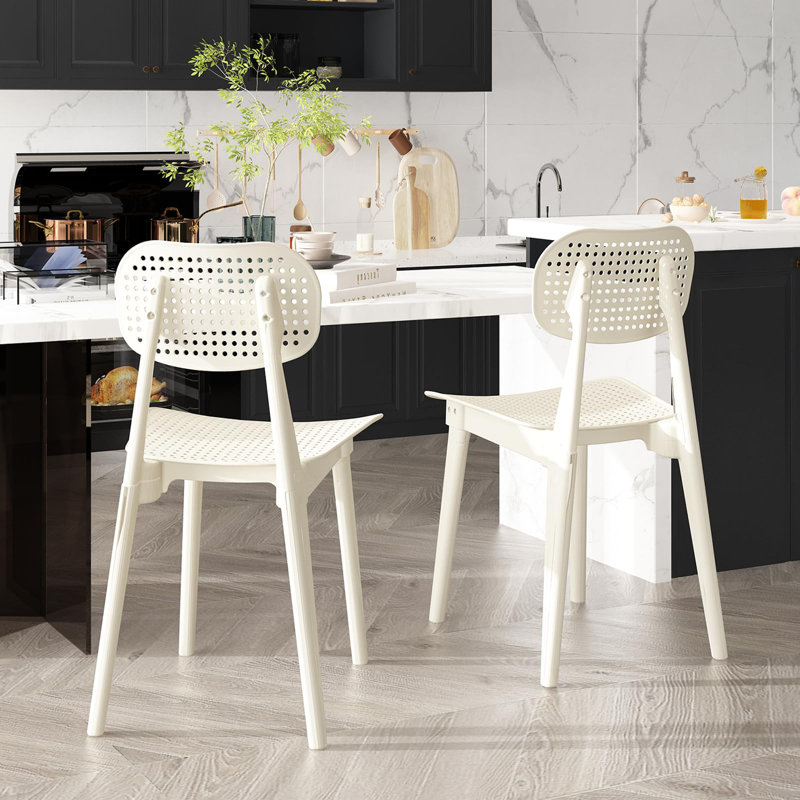 Chaises de cuisine en plastique Recaceik, Blanc, 2