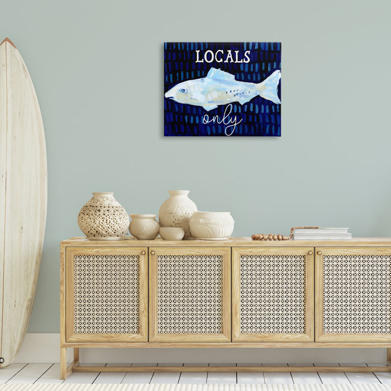 "Locals Only with Fish", art mural sur toile par Jetty Home, LLC, H 30 po x l 40 po x P 1,5 po
