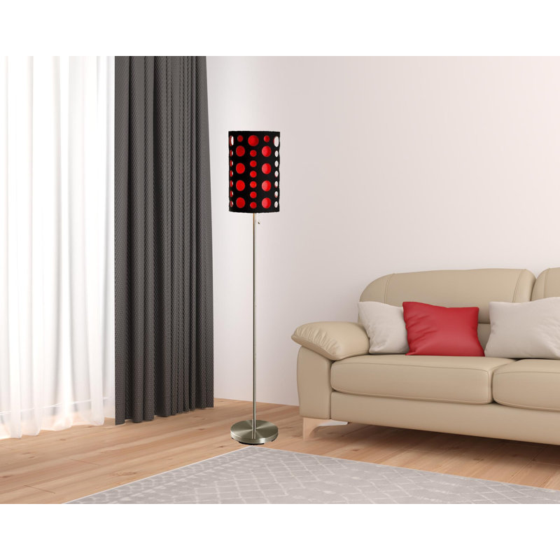 Lampe sur pied 66 po Anaaya, Noir / rouge