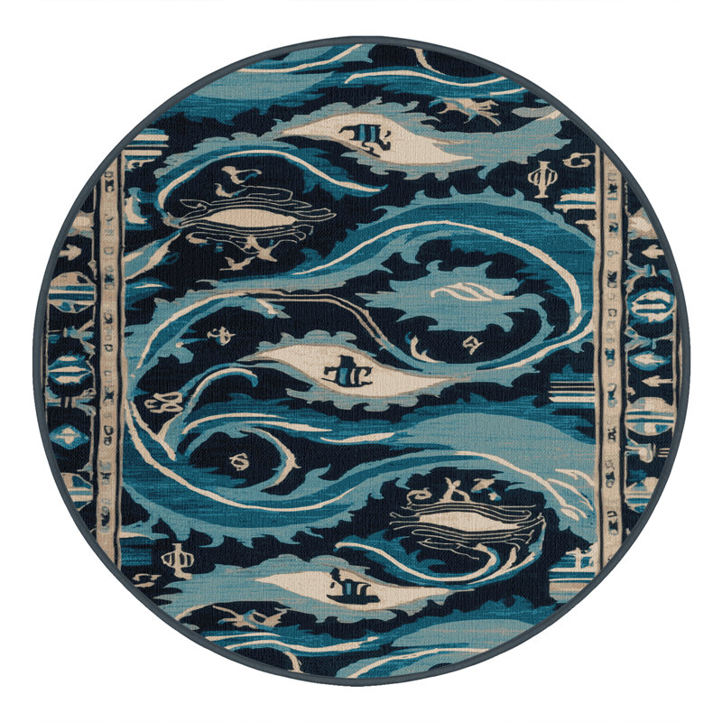 Machine Washable Turkish Gray Area Rug, Round 7'