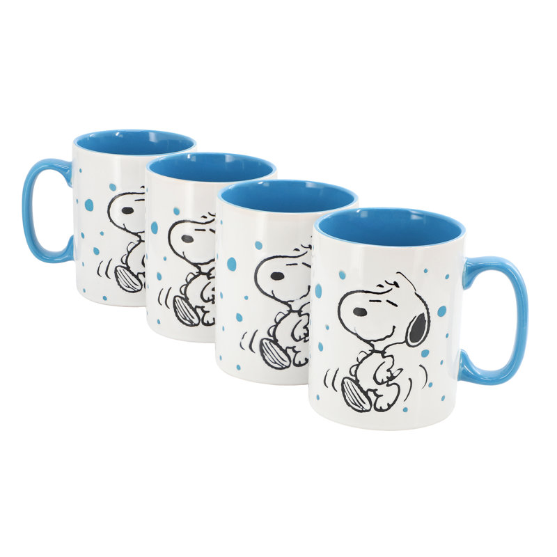 Gibson Peanuts 4 Piece 17 Ounce Stoneware Mug Set in Blue