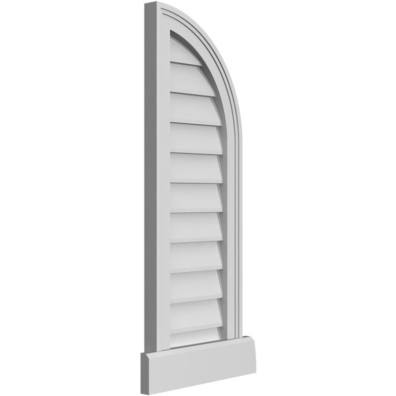 Quarter Round Top Right Surface Mount Signature Urethane Non-Functional Gable Vent, Primed Tan, 40" H x 12" W x 1.5" D
