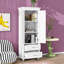 Grande armoire de rangement avec deux tiroirs pour la salle de bain ou le bureau, tablettes réglables, matériau en panneau de fibres à densité moyenne-1270680831