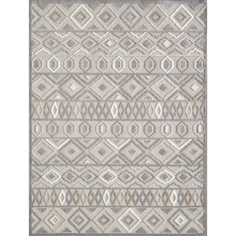 Tapis intérieur / extérieur Samah, Rectangle 3 pi 3 po x 4 pi 11 po, Gris