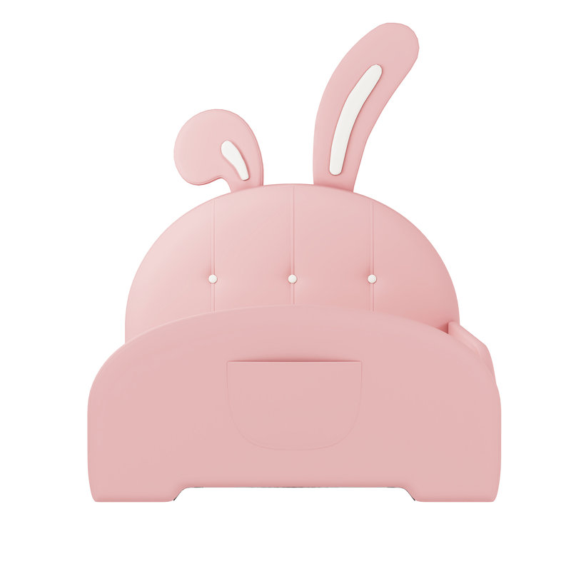 Lit simple tapissier avec tête de lit et plateforme à finition rose et saumon, Rose