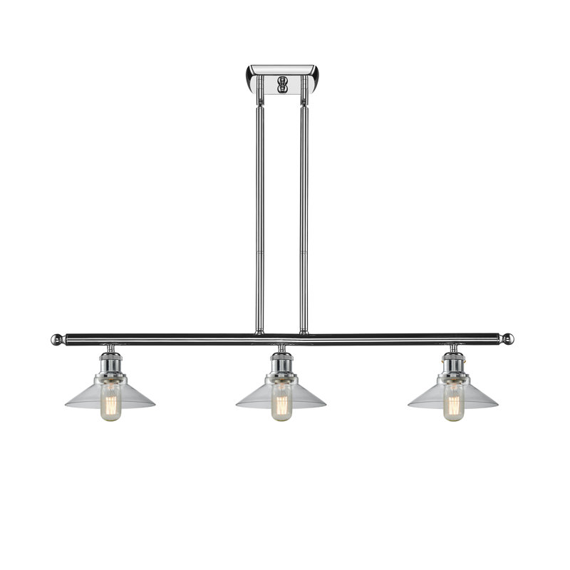 Luminaire suspendu linéaire à 3 lumières pour îlot de cuisine Newton St Loe, Transparent, Ampoule DEL 6 watts Vinage