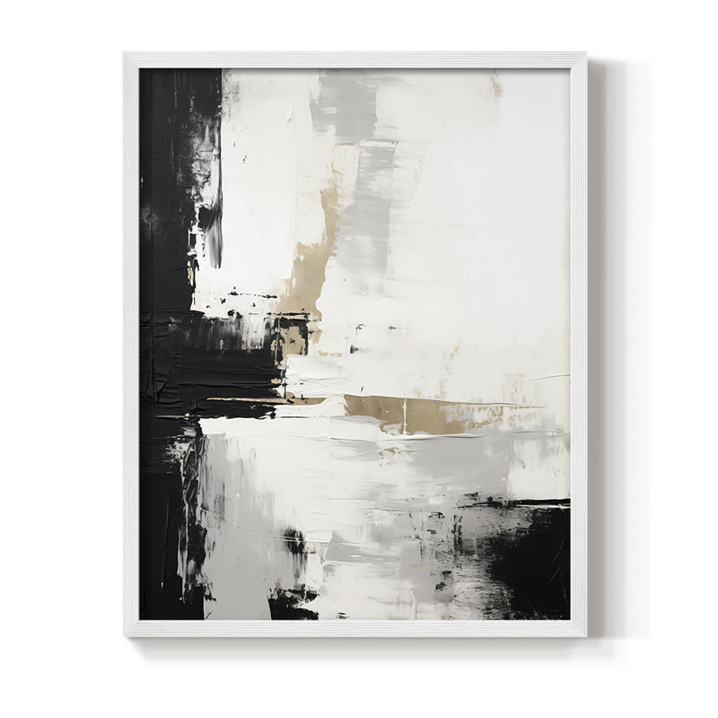 Série ABSTRACT Dxxi - reproduction encadrée de qualité supérieure - prête à être accrochée - aucun clou requis, Blanc / Blanc