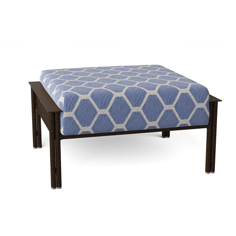 Jax Outdoor Ottoman, Chestnut Brown, Canvas Navy Sunbrella® Canvas