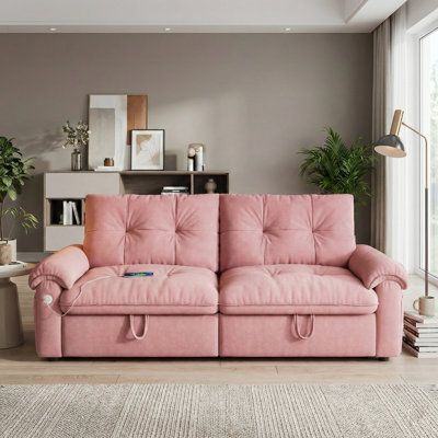 77'' Wide Convertible Sofa with Adjustable Back