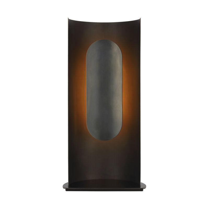 Peter Bristol Shielded Medium 1-Light Table Lamp in Hand Rubbed Antique Brass with Brass shade, Black