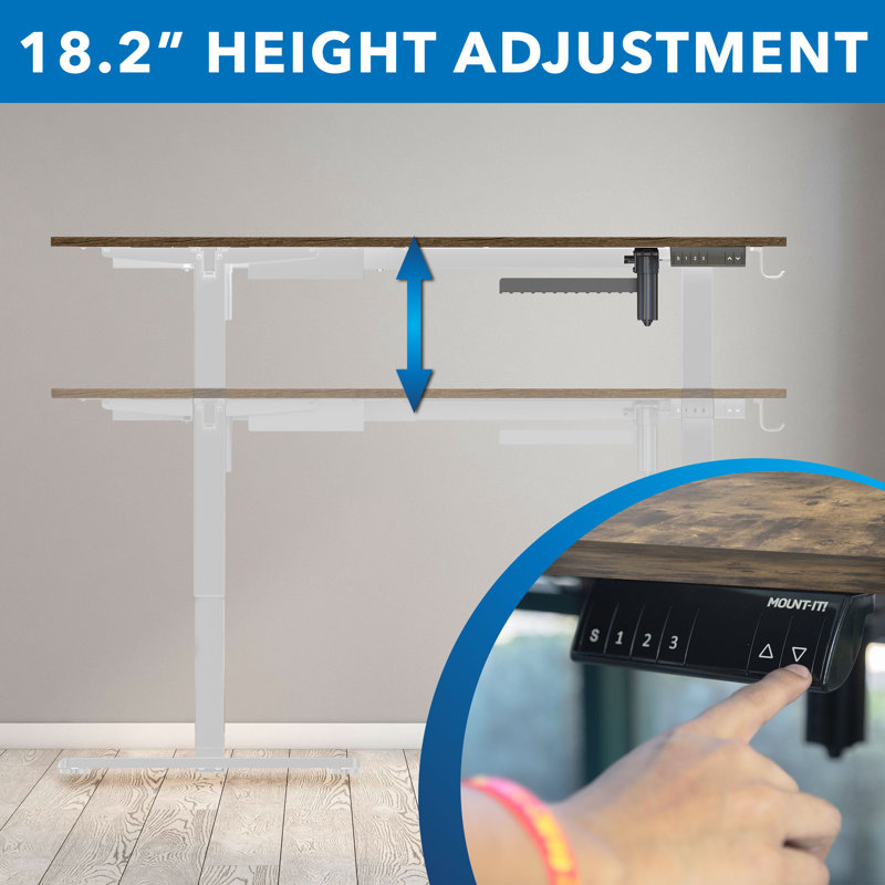 Large Electric Height Adjustable Corner Standing Desk, Brown
