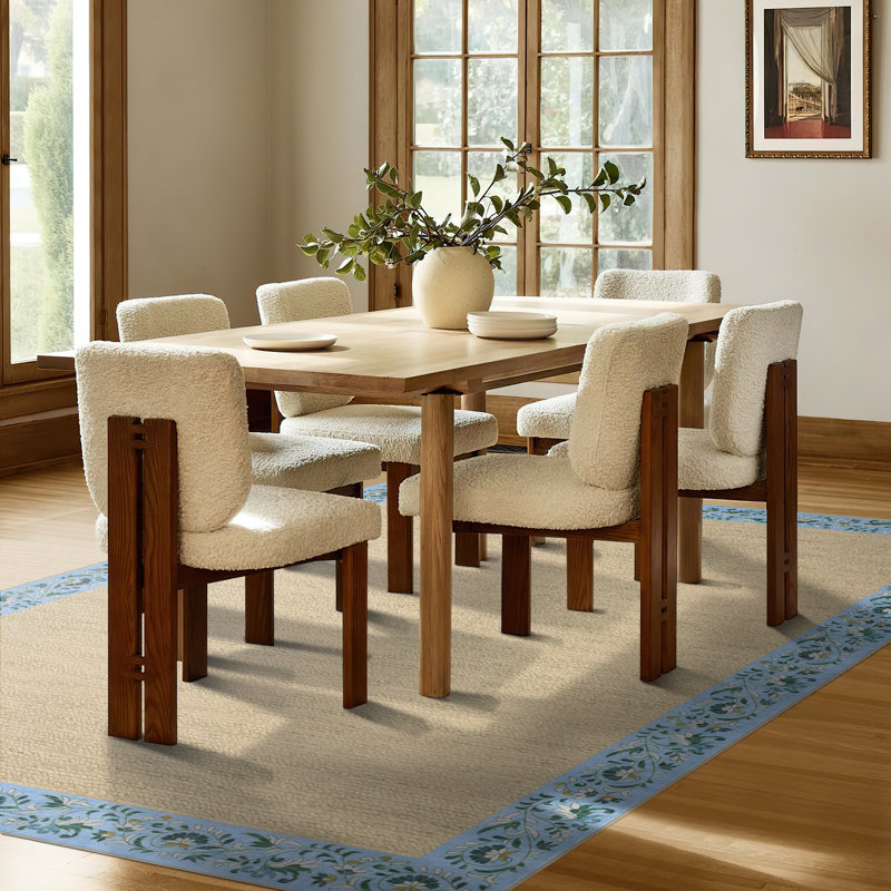 Floral Bordered Machine Washable Rug with Non-Slip Backing Non-Shedding Foldable Soft Low Pile Indoor Carpet