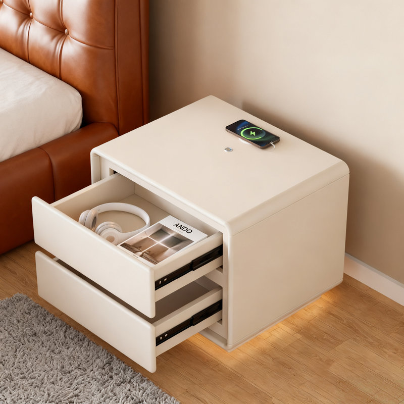 Modern 2-Drawer Smart Nightstand With LED
