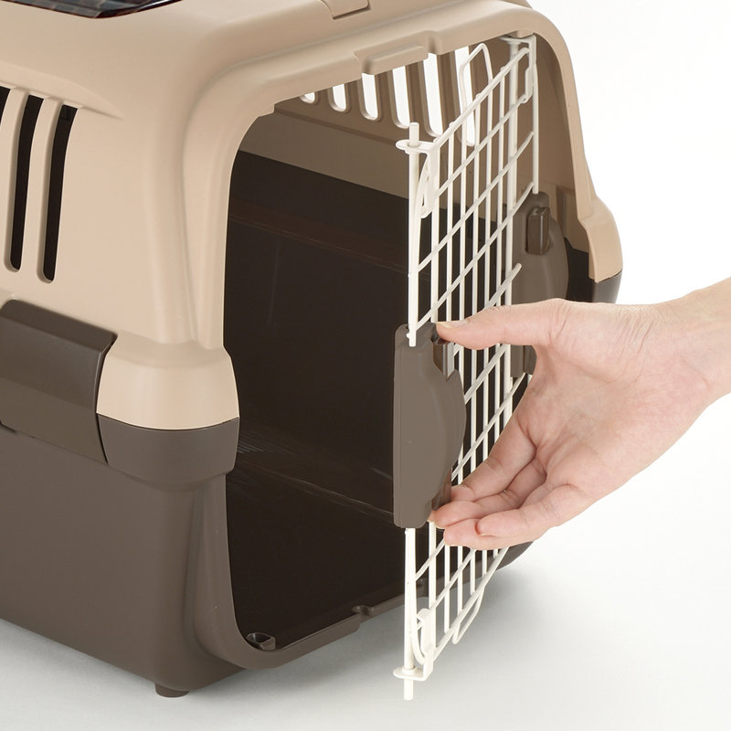 Small Brown Double Door Pet Carrier with Clear Top