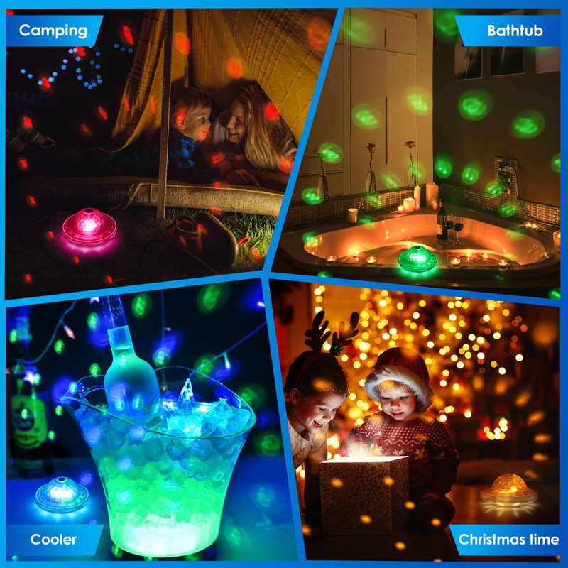 Floating Pool Lights, Pool Light With 6 Dynamic Lighting Effects, IP68 Waterproof Pool Lights That Float, Rechargeable RGB Upper And Lower Colour Changing Lights For Hot Tub, Patio 4 Pack