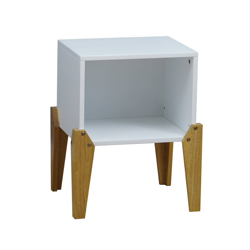 Camille 40cm W Solid Wood Bedside Table, White