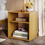 Jamerian Rubber Wood Nightstand, Modern Bedside Table without Drawer, Bed Night Stands, Side Tables for Bedroom, Living Room & Reading Room