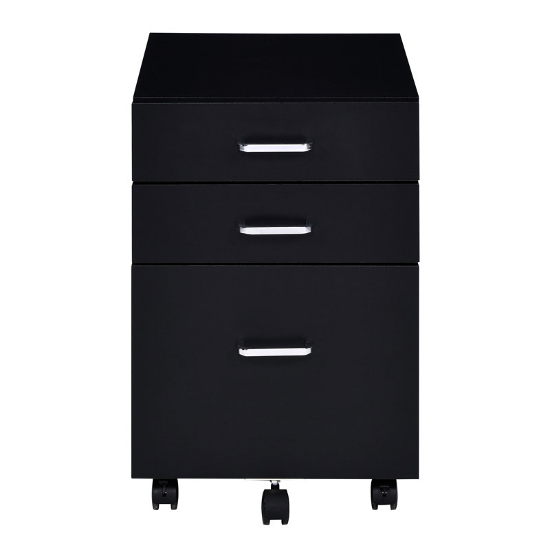 Armoire noire et classeur avec 3 tiroirs, mobilité incluse 3 po, construction