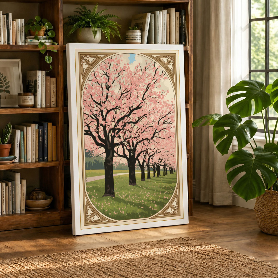 Cherry Blossom Path Vintage - Wrapped Canvas